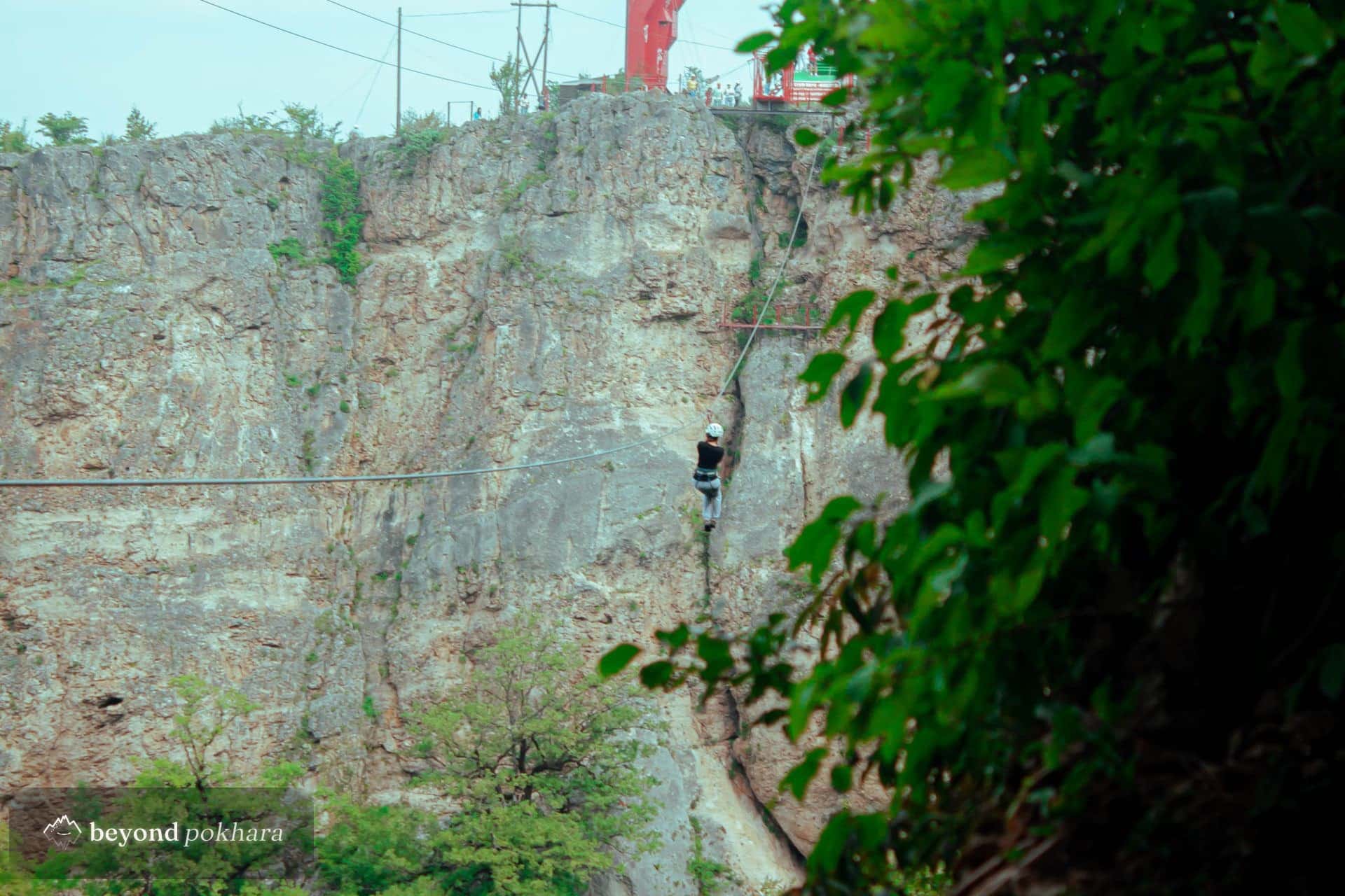 Ziplining high above the Pokhara valley