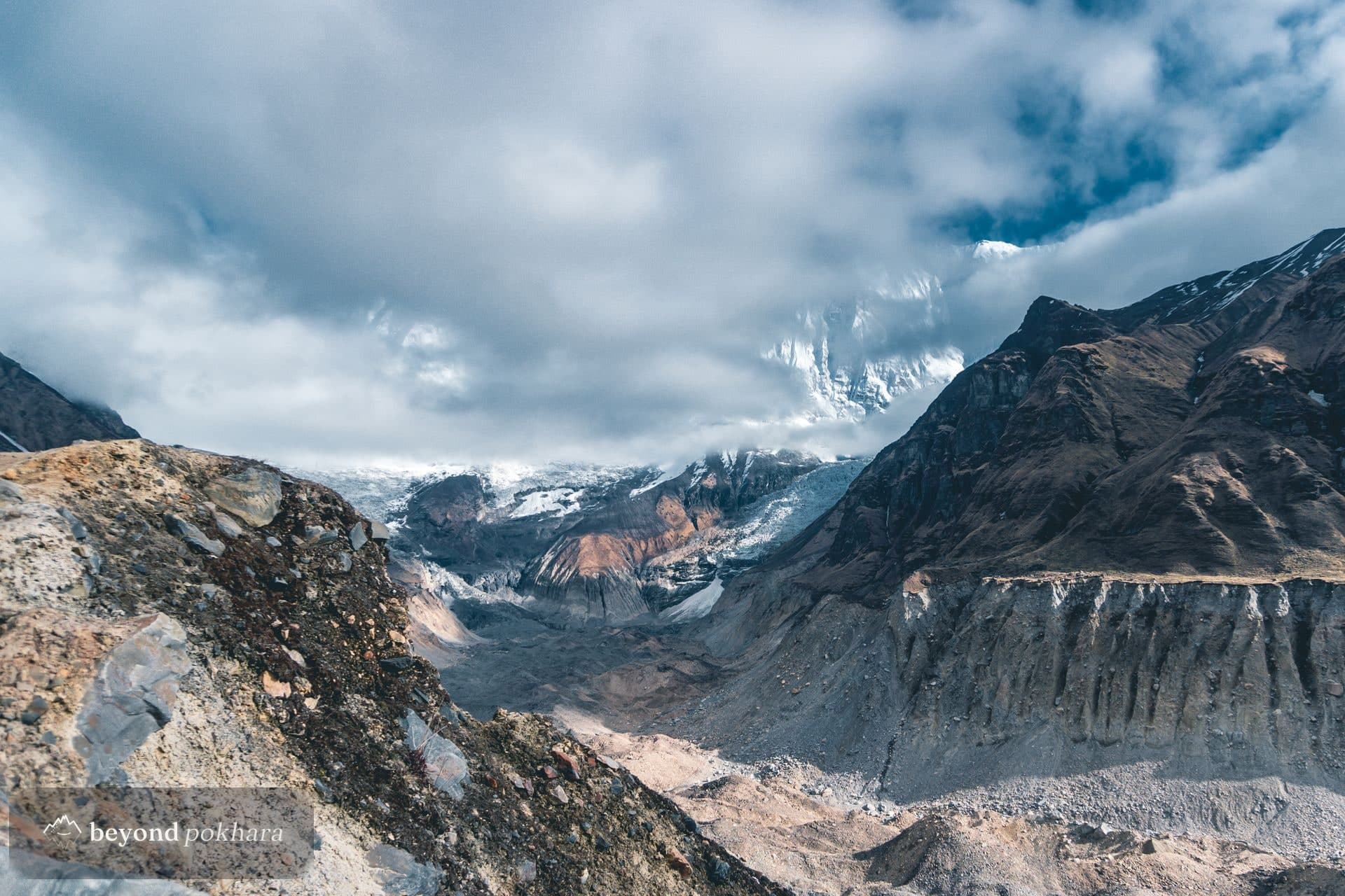 Dawn in the Annapurna Sanctuary at Annapurna Base Camp, the goal of the trek from Pokhara