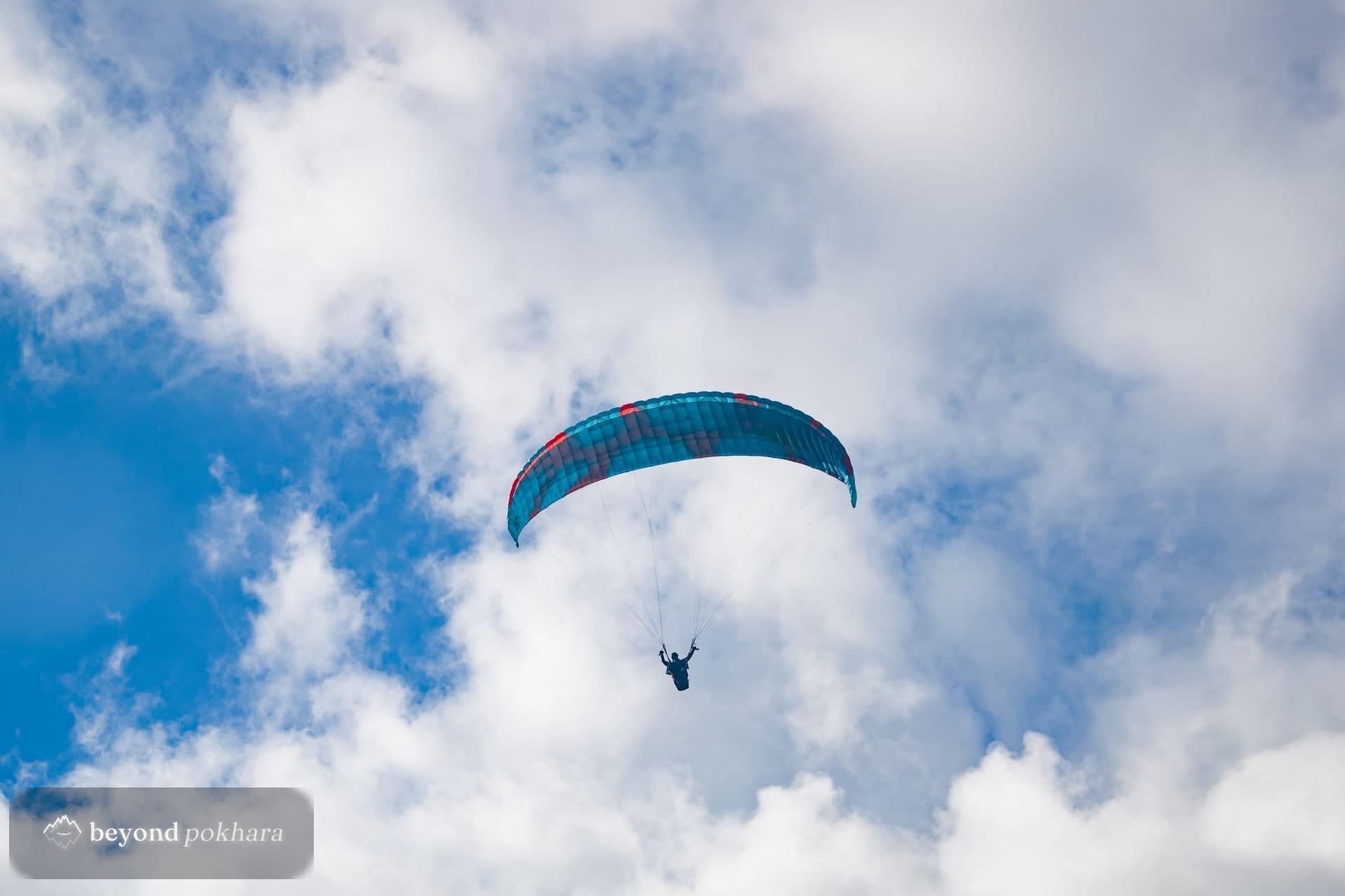 Tandem paragliding over Pokhara and Phewa Lake