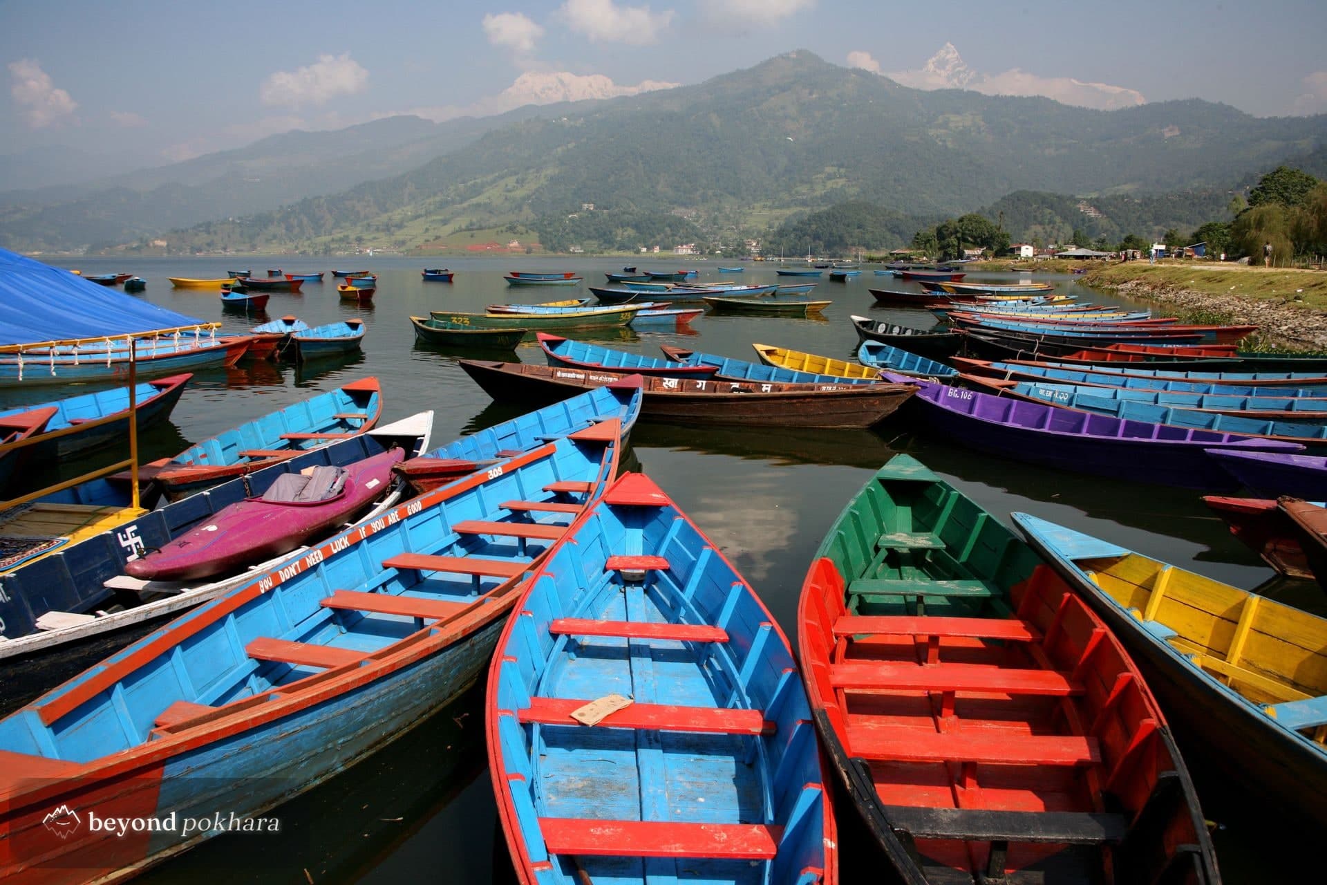 Phewa Lake and the city of Pokhara