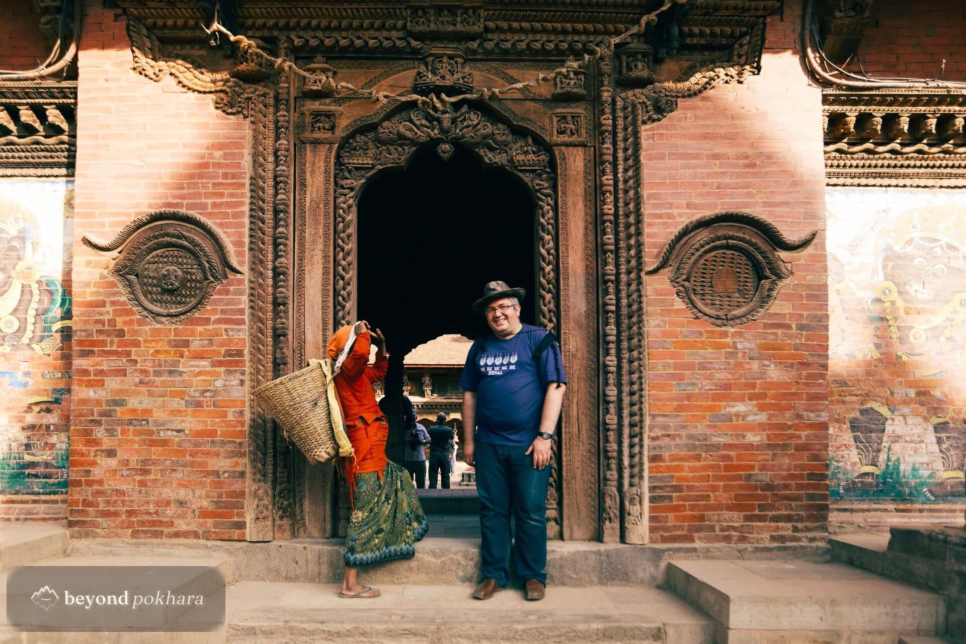 Stone guardians at a Newari temple in Tansen